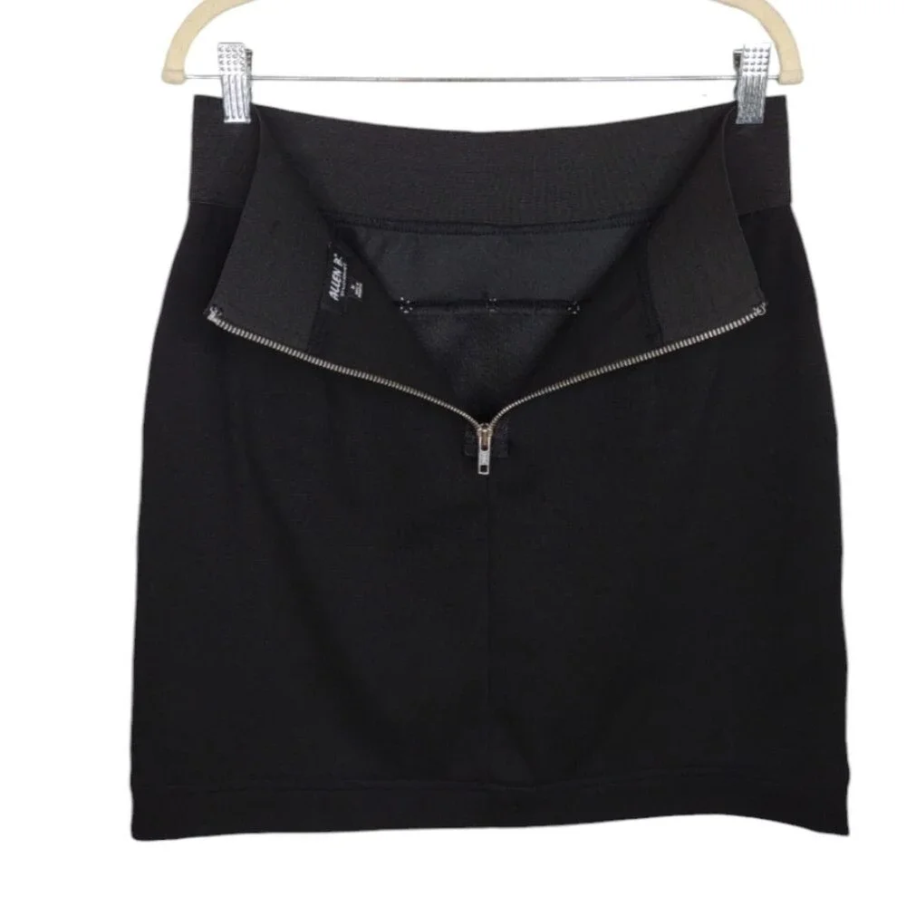 Allen B. By Allen Schwartz Black Skirt Studded Pull-on Zip Up Mini Skirt Medium
